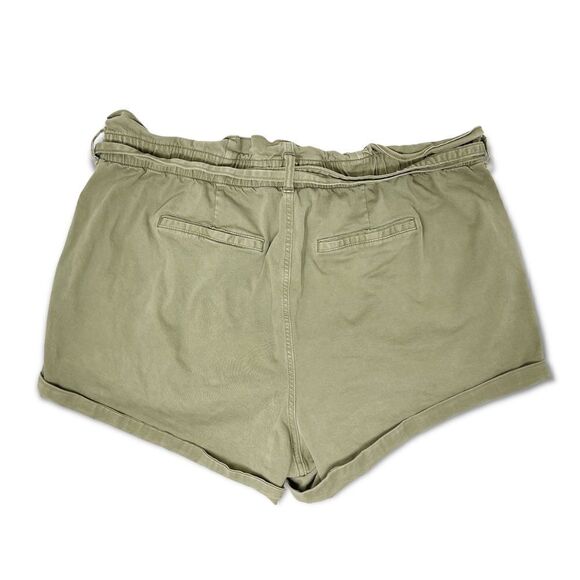 Torrid Self Tie Paperbag Waist Shorts Twill Olive Green Women’s Plus Size 26 - Picture 3 of 16